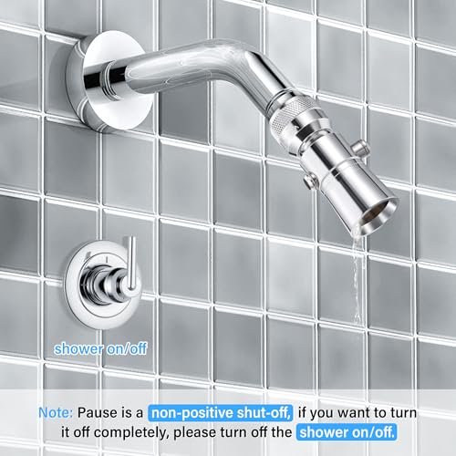 Enhon 2 Setting Spray Shower Head compatible with Delta 52652-PK, 2 Set | 2 Setting Full Spray & Pause, 2.5 GPM Brass Water Saving Shower Head, Stainless Steel Polished Chrome, 1" Diameter Spray Face