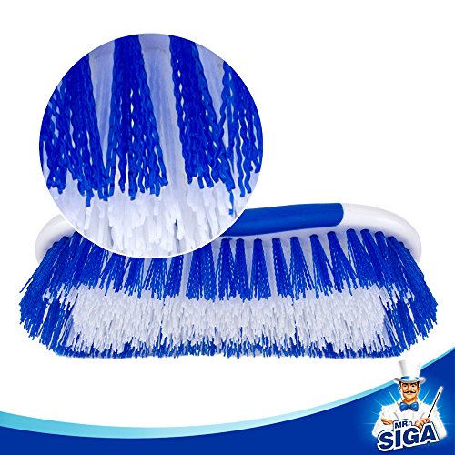 MR.SIGA Multi Purpose Heavy Duty Scrub Brush - Pack of 2 | Strong bristles with effective scrubbing power, ideal for kitchen, bathroom, shower and everyday household cleaning. - color: White & Blue