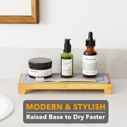 SpaceAid DryingNeat Instant Dry Sink Caddy Organizers, Kitchen Sponge Soap Holder Dispenser, Countertop Fast Drying Counter Tray Rack (Bamboo, Gray) - color: Gray