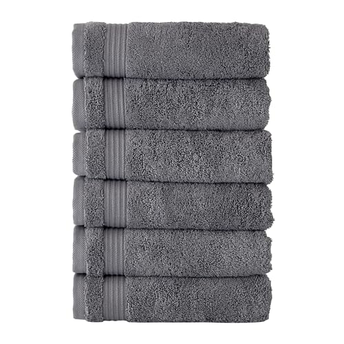 CTT - Premium 6 Piece Hand Towels Set, 100% Turkish Cotton, Quick Dry & Comfy Towels for Hotel & Spa, Highly Absorbent | 16"x27" (Grey) - color: Grey, size: Hand Towels - 6 Piece Set