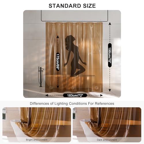 AmazerBath Long Shower Curtain Liner, 100% EVA Soft Clear Amber Heavy Duty 78 inch Shower Curtain and Liner 2-in-1, 72x78 Plastic Bathroom Shower Curtain, 12 Rustproof Grommets & 3 Weighted Stones - color: Rainbow Caramel Latte, size: 72"W x 78"L (Pack of
