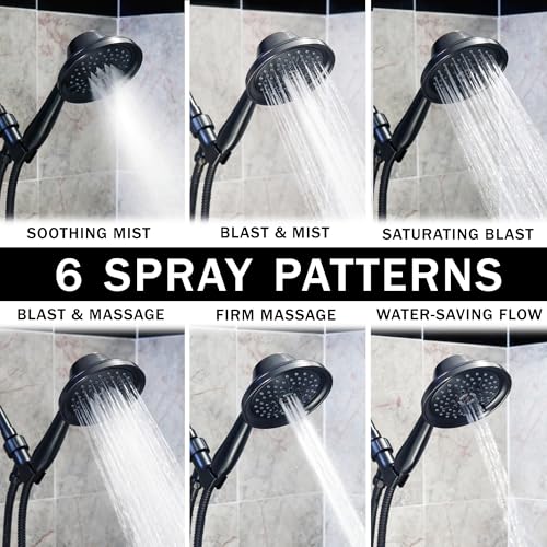 Massage & Mist Hand Shower Kit - 1.8 GPM - Oil-Rubbed Bronze | 6 Function, High Pressure, Adjustable Handheld Showerhead with Hose and Mount, Easy Install for Boosting Low Water Flow - color: Oil Rubbed Bronze, size: 1.8 GPM