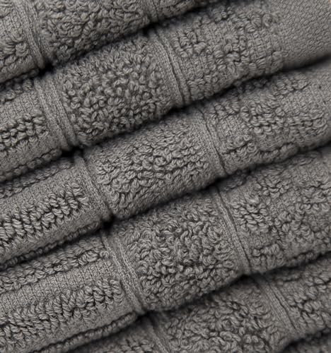 PH Pleasant Home Diamond Wash Cloths Set - 12 Pack (12” x 12”) – 509 GSM - 100% Ring Spun Cotton Wash Cloth - Super Soft and Highly Absorbent Face Towels(Dark Grey) - color: Dark Grey, style: Diamond