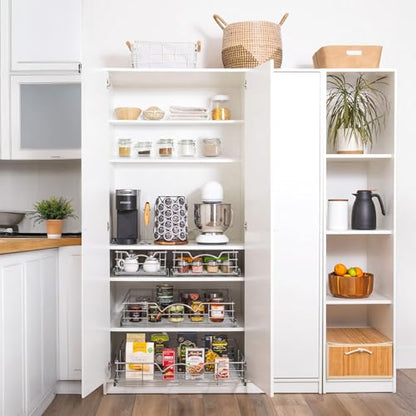 HOLDN’ STORAGE Pull Out Cabinet Organizer, Pantry Drawer, 26"W x 21"D x 5"H | Heavy-Duty Full-Extension, Roll Out Shelf for Pots, Pans & Under Sink Storage, Chrome, Require a 27.25"W Cabinet Opening - size: 26 Inch