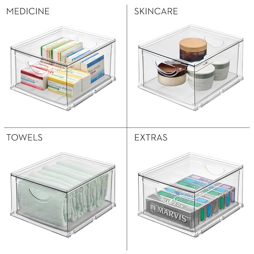 iDesign Stackable Storage Drawer, Clear | Stackable OrganFor Fridge, Pantry, or Under Sinks, Made in USAizer, For Bathroom Counter, Vanity, Under-Sink - style: Pack of 1