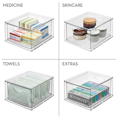 iDesign Stackable Storage Drawer, Clear | Stackable OrganFor Fridge, Pantry, or Under Sinks, Made in USAizer, For Bathroom Counter, Vanity, Under-Sink - style: Pack of 1