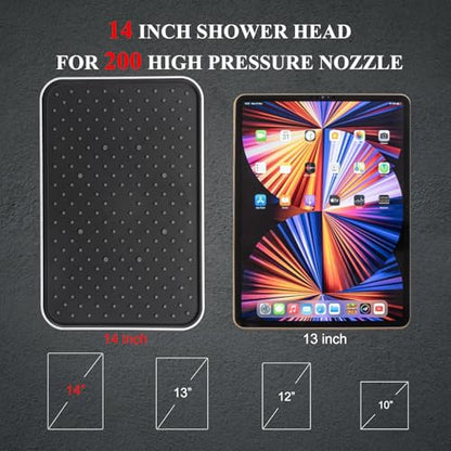 Rainfall Shower Head with Handheld, 14 Inch Rain Shower Head Combo,High Pressure Fixed Showerhead and 10 Spray Settings Handheld Shower Heads,Bathroom Accessories,Chrome - style: Basic