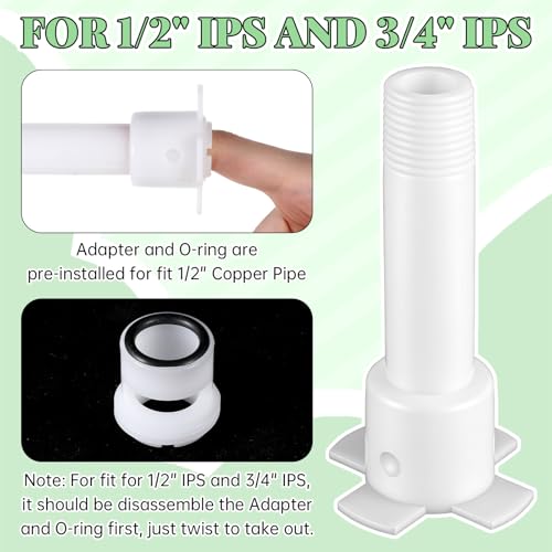 Four in One Tub Spout Adapter, Tub Spout Adapter Kit Universal Fits 1/2'' Copper Pipe, 1/2'' IPS and 3/4'' IPS Bathtub Faucet Adapters Slip Replacement Parts with Assembly Tool