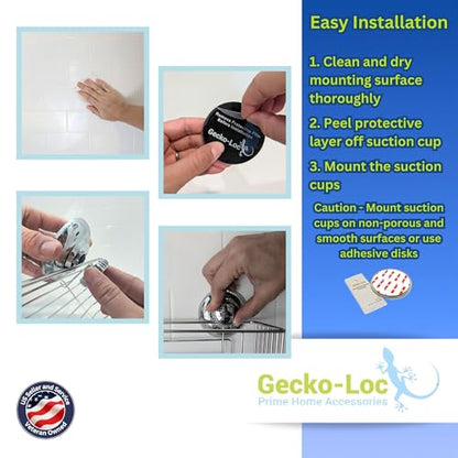 Gecko-Loc Soap Dish Suction mounting Bath soap bar Holder for Bathroom, Metal Bath Shower Bathtub Wall Tile or Kitchen Sink soap or Sponge Dishes - Silver - color: Silver