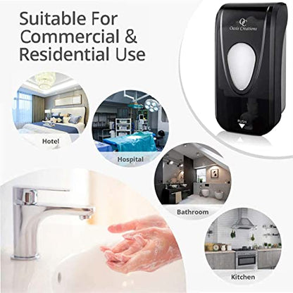 Manual Soap and Hand Sanitizer Dispenser by Oasis Creations, Liquid or Gel, Soap Dispenser Wall Mount, 1000ml/33oz. Commercial or Residential – Black Smoke - color: Black