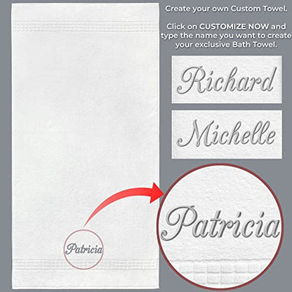 Broadway Terry Bath Towel Set 28" x 55" - Ring-Spun Cotton - Durable Hotel Quality - Soft and Absorbent (2 Custom Towels, White) - size: 2 Custom Towels