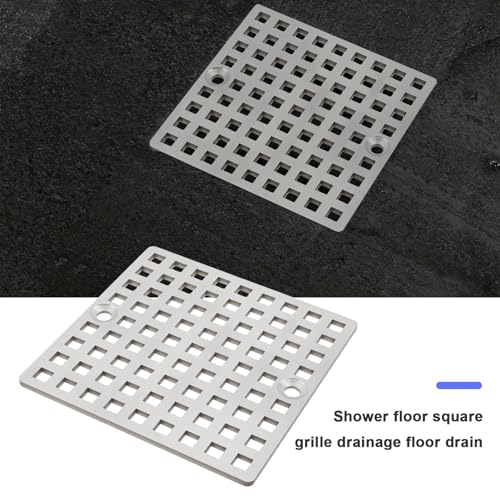 4" Shower Drain Cover Brushed 304 Stainless Steel Square Shower Drain Strainer Grid for Bathroom Floor Kitchen and More