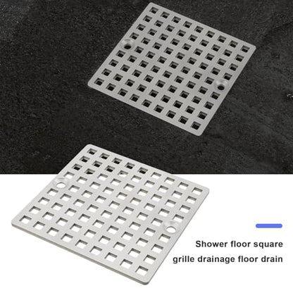 4" Shower Drain Cover Brushed 304 Stainless Steel Square Shower Drain Strainer Grid for Bathroom Floor Kitchen and More