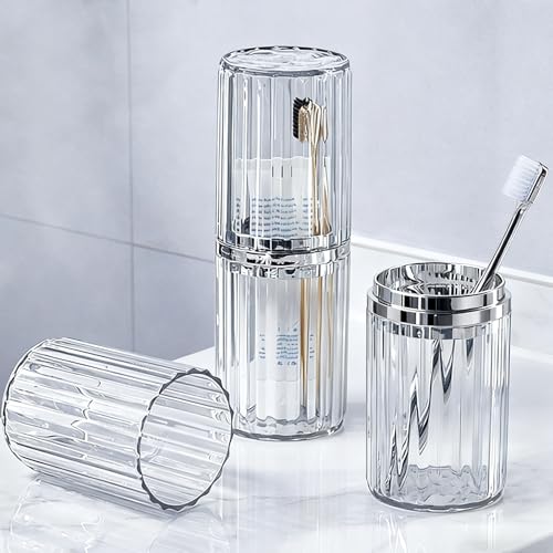 Large Toothbrush Travel Case 2 in 1 Toothbrush Holder and Rinse Cup | Dustproof Cover, Thickened, Premium PET Material, BPA-free, Large capacity, Perfect for Travel, Cruises, Hotels, Stay Over - color: Clear