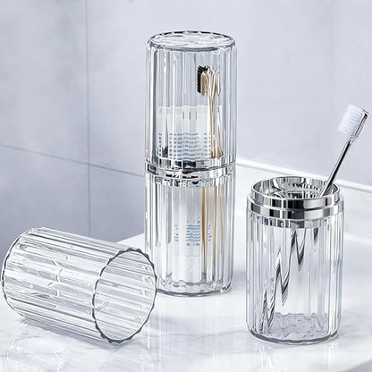 Large Toothbrush Travel Case 2 in 1 Toothbrush Holder and Rinse Cup | Dustproof Cover, Thickened, Premium PET Material, BPA-free, Large capacity, Perfect for Travel, Cruises, Hotels, Stay Over - color: Clear