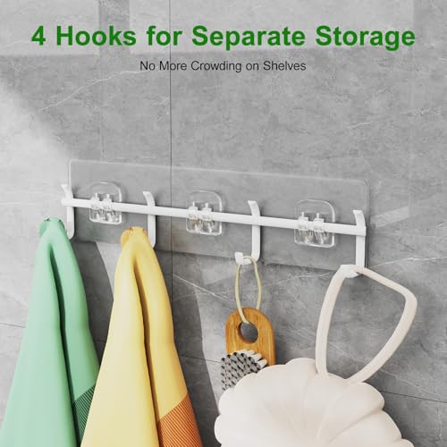 Adhesive Shower Caddy Shower Shelves Bathroom Organizer and Storage | 6 Pack，Rustproof，No Drilling，with Soap Holder，Clear，Acrylic， Large Capacity，Removable and Reusable，Plastics，Wall-Mounted - color: clear