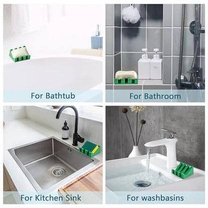 Soap Dish Holder for Shower with Suction Cup, Silicone Soap Holder & Saver Self-Draining Bar Soap Dish Keeps Soap Dry for Bathroom, Kitchen, Bathtub (Deep Green,1-Pack) - color: Deep Green,1-pack