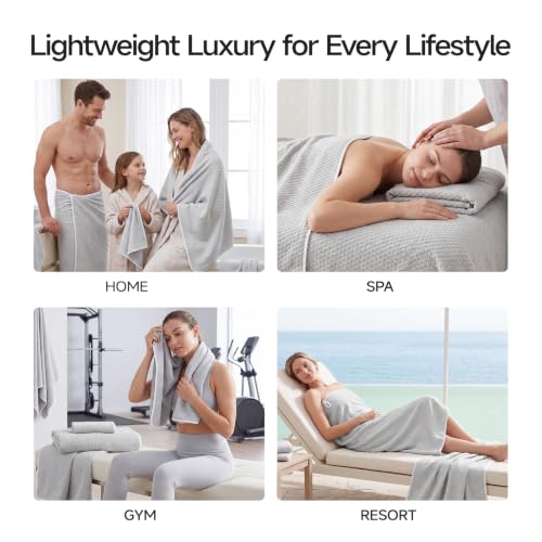 ecolook Microfiber Towel Set of 6, Gray | Ultra-Soft & Oversized, Absorbent & Quick-Drying | 2 Bath Sheets, 2 Hand Towels & 2 Washcloths - color: Gray