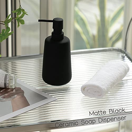 Soft Touch Matte Black Ceramic Soap Dispenser 2 Pack, Minimal | Rubber Paint Finish, Smooth Relaxing Touch, Sleek Modern Shape, Elegant Countertop Accent, Minimal Bathroom And Kitchen Decor - color: Matte Black 2 Pieces