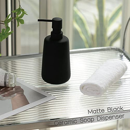 Soft Touch Matte Black Ceramic Soap Dispenser 2 Pack, Minimal | Rubber Paint Finish, Smooth Relaxing Touch, Sleek Modern Shape, Elegant Countertop Accent, Minimal Bathroom And Kitchen Decor - color: Matte Black 2 Pieces