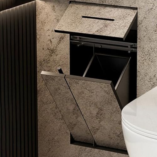 Toilet Paper Holder with Storage, in Wall Toilet Paper Holder, Stainless Cabinet Storage with Removable Trash Can and Toilet Brush Wall Bathroom Niche Black,Black/b - color: Black/B