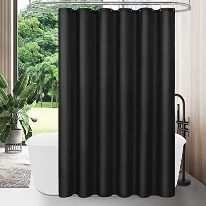 MitoVilla Long Fabric Shower Curtain Liner, Soft & Lightweight Shower Curtain Liner for Hotel, Machine Washable, Waterproof, 72x78 Inch, Black - color: Fabric - Black, size: 72"W x 78"L (Pack of 1)