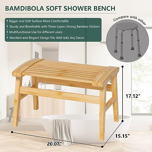 Bamboo Shower Chair for Inside Shower, Non-Slip Bathroom Stool, 350 lbs | Bamboo Strip Design, Comfort Sitting Experience, Sturdy Waterproof Shower Bench, Bathroom Living Room Seat, Nature Color - color: Natural