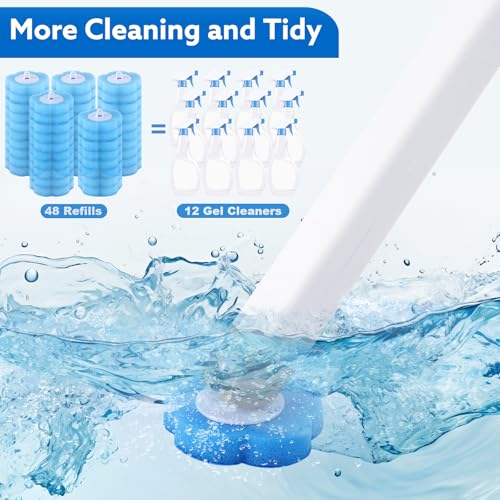 wlich Disposable Toilet Brush Set With 48 Refills, Wall-Mount Holder | Flexible Scrubbing Head, Hygienic Toilet Cleaning, Wall-Mounted Storage for Homes, Apartments, Dorms, Offices, Hotels - color: White+Gold - 48 Refills