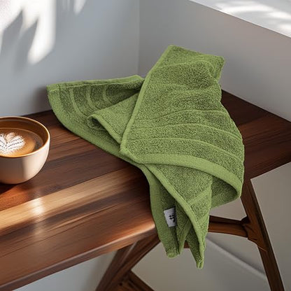 6 Piece Hand Towels Set 16 x 28 Inches, Green | 100% Cotton, Lighter Weight, Quick to Dry, 16 x 28 Inches, Super Soft & Absorbent, Perfect for Bathroom & Kitchen - color: Forest Green