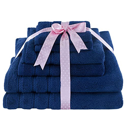 American Soft Linen 100% Carde Cotton 6 Piece Towel Set, 590 GSM Heavy Weight Soft Absorbent Turkish Towels for Bathroom, Royal Blue - color: Royal Blue