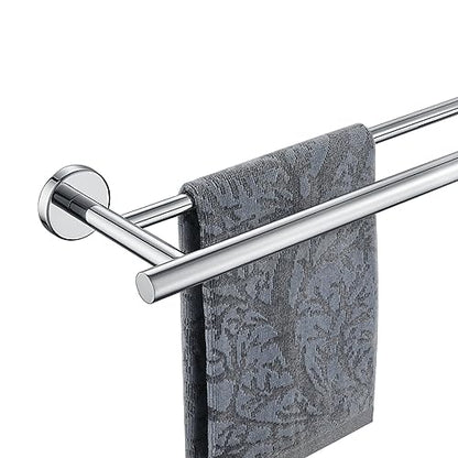 JQK Double Towel Bar Chrome, 20.5 Inch 304 Stainless Steel Thicken 0.8mm Towel Rack Bathroom, Towel Holder Polished Steel Wall Mount, Useable Length 18 Inch, TB100L18-CH - color: Polished Chrome, size: 20.5 Inch