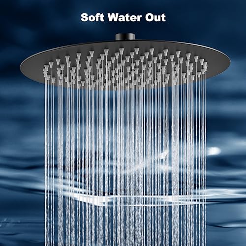 Midanya Round Rain Shower Head,High Pressure,Matte Black 10 Inch | 360°Swivel,Ceiling or Wall Mount,Waterfall Full Body Coverage,Bathroom Remodel,Stainless Steel Large Rainfall Shower Head - color: Black, size: 10 Inch