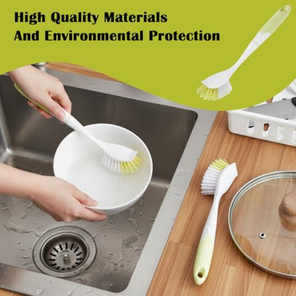 16 Pcs Yellow Kitchen Scrub Dish Brush Bulk with 11.8 Inch Handle Cleaning Dish Scrubber with Stiff Bristles Washing Scrub Brushes for Housekeeping for Pots and Pans, Kitchen Sink