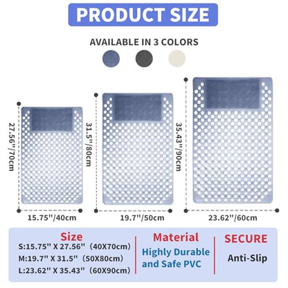 Bath Tub Shower Mat with Soft Shower Foot Scrubber Mat for Massage,Non Slip Bathtub Mat with Strong Suction Cups, Silicone Shower Foot Scrubber Mat (Dusty Blue, 27.5" X 15.7"(Rectangular)) - color: Dusty Blue, size: 27.5" x 15.7" (Rectangular)