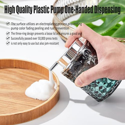 Malachi Foaming Hand Soap Dispenser, Refillable Clear Glass Foam Pump Bottle for Hand Soap, Dish Soap, Body Wash, Shampoo, Facial Cleanser & Baby Wash, Multi‑use for Bathroom, Kitchen & Commercial Use - color: Diamond Black-2