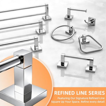 RUACQ Towel Ring, Hand Towel Holder for Bathroom Wall, Chrome | Wall Mounted Hand Towel Bar, 304 Stainless Steel Towel Hanger, Square Base, Round Towel Holder Design, Modern, Heavy Duty - color: Chrome, size: 1