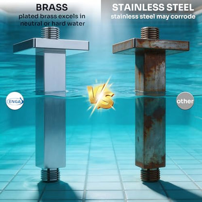 Enga Brass 6-Inch Straight Shower Arm with Flange, Chrome - color: Chrome, style: 6 Inch