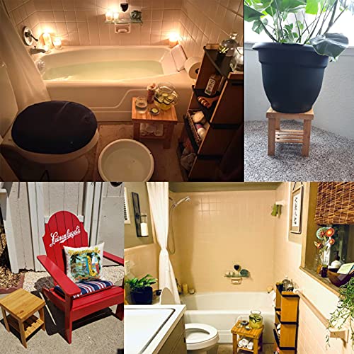 ASelected Wood Shower Stool 13 Inch with Storage Shelf for Bathroom Shower | Compact Shower Stool Fits Small Bathrooms and Tight Spaces, Providing Comfortable Seating as A Shower Seat, Foot Stool, Shoe - size: Large-13Inch