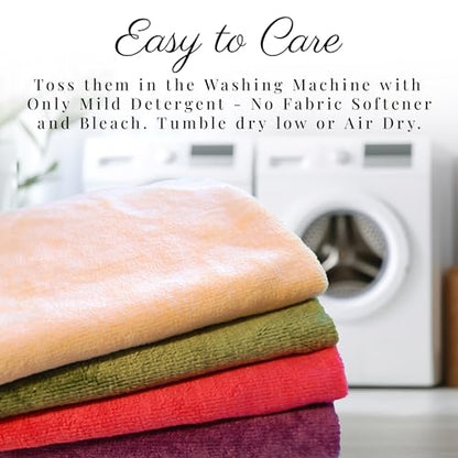 EcoSol Designs - Microfiber Towels, Cleaning & Drying Must-Have, Soft, Thick Dry/Wipe for Personal/Home/Office/Car Use, 4 12x12 Microfiber Towels with Hanging Loops in Purple, Pink, Green and Yellow - color: Purple, Pink, Green, Yellow