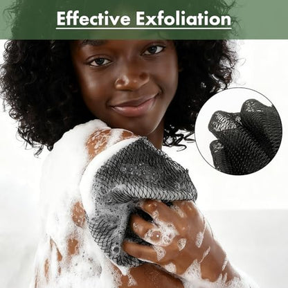 Bathway African Net Sponge Authentic (Set of 2), Exfoliating Body Scrubber | Exfoliating Net Sponge, Bath Sponge, Effective Exfoliation, Quick Dry, Blue & Black - color: Blue & Black