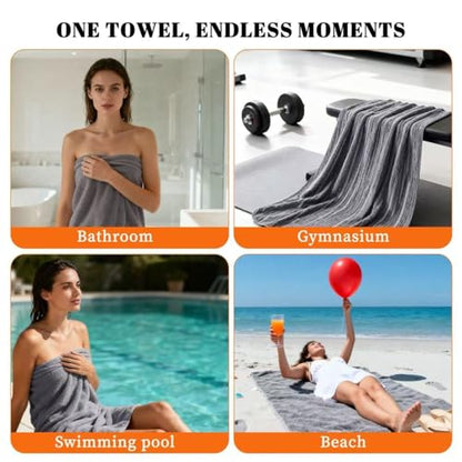 Bath Towels Set of 4 Extra Large 35 x 70 Inches,Luxury Thick High Absorbent and Quick Dry Bath Sheet,Ultra Soft Microfiber,Bathroom,Beach,Yoga,Sport,SPA,Fitness (White) - color: White, style: 4 Piece Bath Towels
