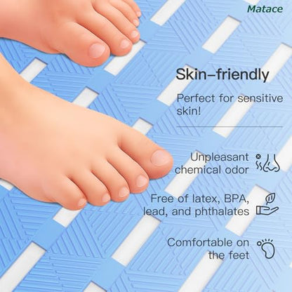 Bathtub Mat Non Slip - for Inside Bath Tub & Shower, Large 40x16 Inch, 261 Strong Suction Cups, Soft Textured Surface, Fast Drain & Quick Dry, Bathroom Safety Mat, Pastel Blue, Matace - color: Pastel Blue, size: 40" x 15.8" (Rectangular)