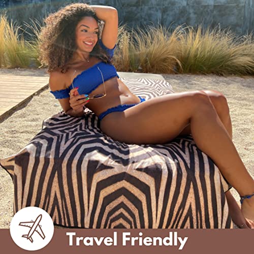 Microfiber Beach Towel - Quick Dry, Sand Free and Oversized 71x35 | Super absorbent, lightweight, swimming, gym, extra large, pool, cruise, camping, yoga, travel, compact, carry bag, vacation - color: Kenya