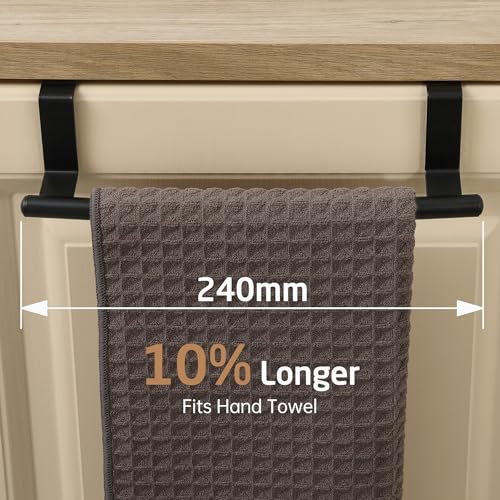 KES Over The Door Towel Rack, Over Cabinet Towel Bar Kitchen Bathroom Towel Holder Storage Dish Towel Holder, Over Cabinet Cupboard Door Towel Bar, Matte Black 2 Pack, KTH500S26-BK-P2 - color: Matte Black