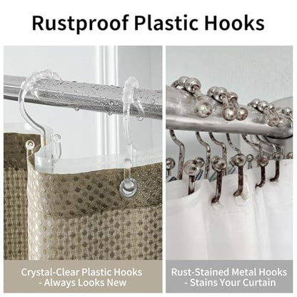 QiyI 3 in 1 Waffle Shower Curtain Set with Liner, Beige, 72 x 72 | Shower Curtain and Liner Set with Hooks, Waterproof Bathroom Curtain with PEVA Liner & 12 Double Sided Clear Plastic Rings - color: Beige, size: 72"W x 72"L (Pack of 1)