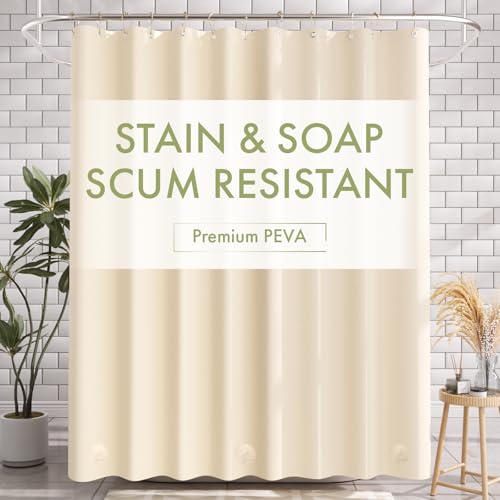 AmazerBath Shower Curtain Liner, 72x72 Beige Shower Curtain Liners, Lightweight Plastic Shower Liner, Cute PEVA Waterproof Cream Shower Curtains for Bathroom with 3 Magnets and 12 Grommets - color: Beige, size: 72"W x 72"L (Pack of 1)
