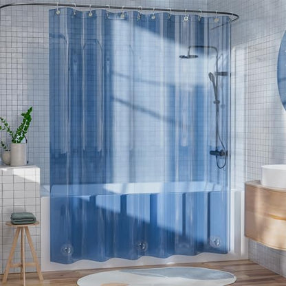 AmazerBath Shower Curtain Liner, 100% EVA Soft Clear Blue Heavy Duty Shower Curtain and Liner 2-in-1, 72x72 Luxury Plastic Weighted Bathroom Shower Liner, 12 Rustproof Grommets & 3 Heavyweight Stones - color: Rainbow Oceanic, size: 72"W x 72"L (Pack of 1)