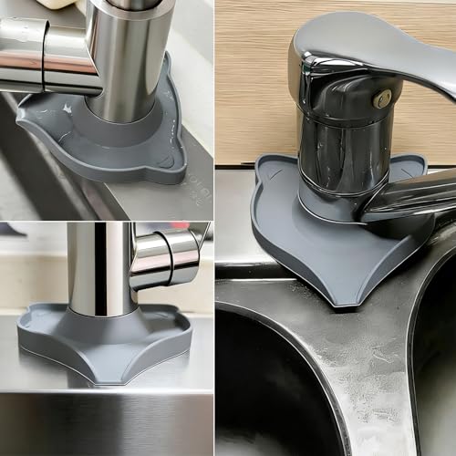 Compact Silicone Kitchen Sink Faucet Splash Proof Mat, Tap Water Diversion Splash Guard Drain Pad(Grey,2PCS) - color: Greyx2