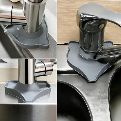 Compact Silicone Kitchen Sink Faucet Splash Proof Mat, Tap Water Diversion Splash Guard Drain Pad(Grey,2PCS) - color: Greyx2