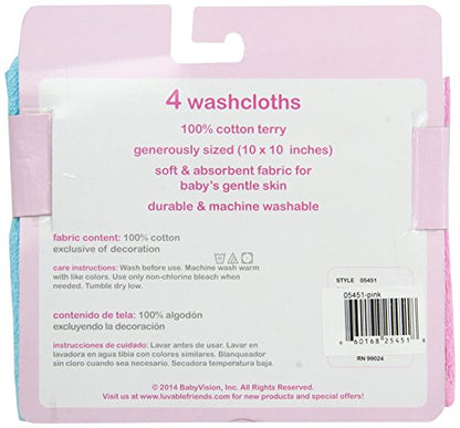 Luvable Friends Unisex Baby Super Soft Cotton Washcloths, Pink Elephant, One Size - color: Pink Elephant, size: One Size